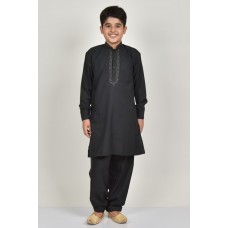 Black Embroidered Kurta Shalwar Pakistani Kids Eid Suit