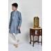 Grey Embellished Boys Wedding Kurta Pajama Set
