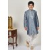 Grey Embellished Boys Wedding Kurta Pajama Set