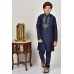 Navy Blue Kids Premium Embroidered Kurta Pajama