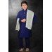 Navy Blue Indian Boys Kurta Pajama Stole Set