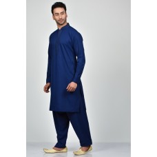Midnight Blue Embroidered Mens Eid Suit