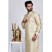 Gold Indian Mens Fancy Wedding Kurta Pajama