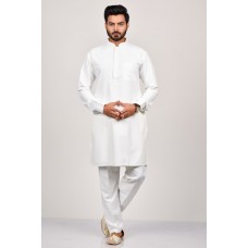 Cream Plain Short Kurta Pajama for Men