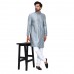 Grey Embroidered Silk Kurta & White Pajama