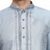 Grey Embroidered Silk Kurta & White Pajama