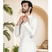 White Silk Straight Cut Men's Kurta Pajama