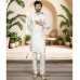 White Silk Straight Cut Men's Kurta Pajama