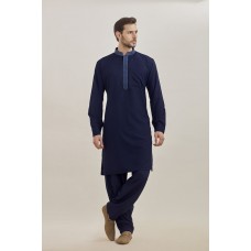 NAVY BLUE KURTA AND SHALWAR READY MADE EID SUIT