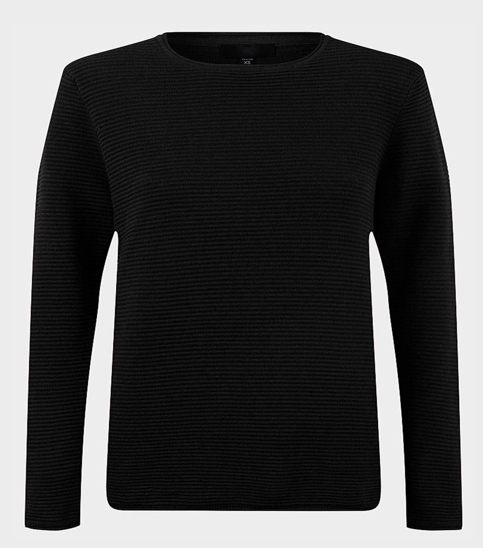 Mens Black Designer Ribbed Jumper