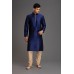 NAVY BLUE EMBROIDERED MEN KURTA PAJAMA