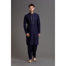 NAVY BLUE PAKISTANI DESIGNER MENSWEAR EID KURTA SHALWAR