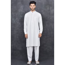  WHITE PAKISTANI MEN'S SALWAR KURTA SET