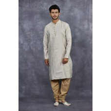 Grey & Gold Indian Men's Kurta Pajama Wedding Dress