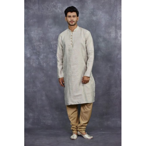 Grey Gold Indian Men s Kurta Pajama Wedding Dress