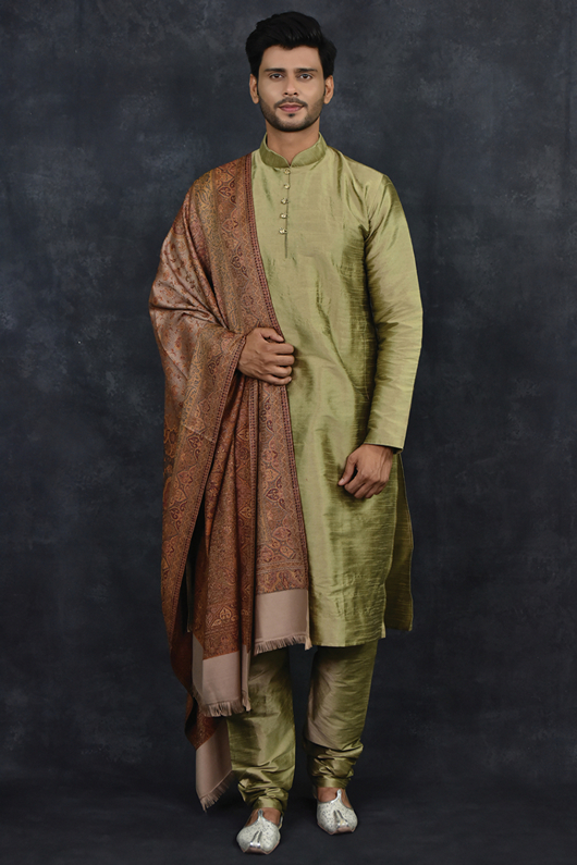 Antique Indian Groom Wear Kurta Pajama & Shawl