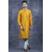 Mustard & White Indian Mens Wedding Kurta Pajama Designer Suit