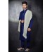 Navy Blue Indian Ethnic Mens Kurta Pajama Stole Set