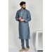 Grey Embroidered Pakistani Mens Designer Kurta Pajama