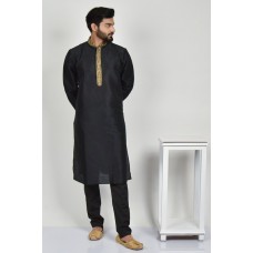 Black Traditional Mens Desi Kurta Pajama