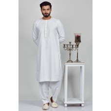 White Embroidered Eid Kurta Pyjama For Men