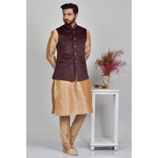 Brown Mens Waistcoat Formal Party Wear