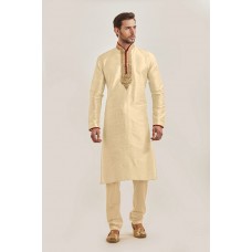 BEIGE EMBROIDERED READY MADE MENSWEAR EID KURTA