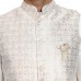 Cream Jamawar Textured Fancy Waistcoat for Men