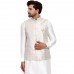 Cream Jamawar Textured Fancy Waistcoat for Men