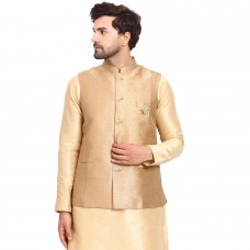 Dark Gold Ethnic Waistcoat for Men 