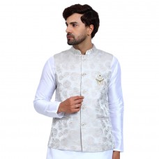  Light Grey Suiting Straight Cut Buttoned Mens Waistcoat