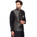 Black Sequin Embroidered Mens Waistcoat