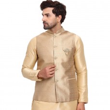 Gold Round Cut Suiting Waistcoat for Men