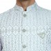 Light Green Jamawar Textured Waistcoat for Men