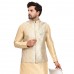 Antique Gold Jamawar Designer Waistcoat for Men