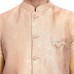 Peach Gold Brocade Textured Western Style Men's Waistcoat 