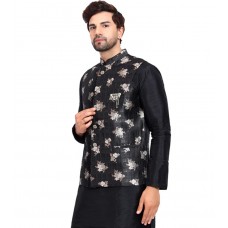 Black & Gold Embroidered Wedding Waistcoat