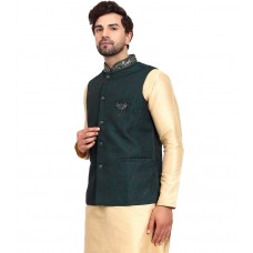 Black Embroidered Brocade Style Formal Waistcoat