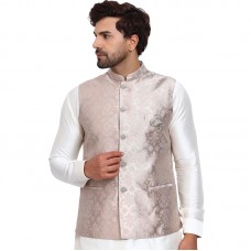 Peach Brocade Style Fancy Waistcoat